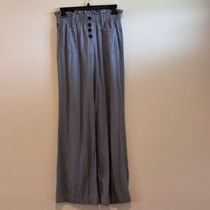 Sincerely Jules Women's Linen Blend Pants SZ S Gray Wide Leg